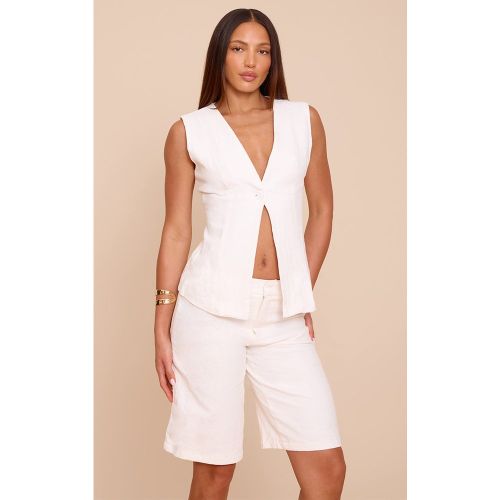 Tall Gilet en effet lin deluxe à bouton | Taille 38 - PrettyLittleThing - Modalova