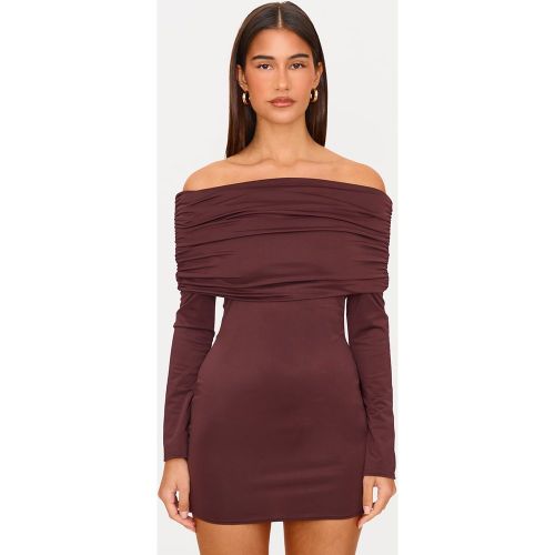 Mini robe en Sculpt doublé mat à col bardot replié et manches longues - PrettyLittleThing - Modalova