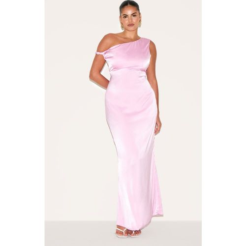 Plus Robe longue satinée à col bardot asymétrique torsadé - PrettyLittleThing - Modalova