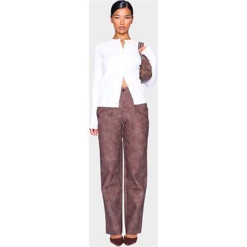 Pantalon droit chocolat délavé à poches - PrettyLittleThing - Modalova