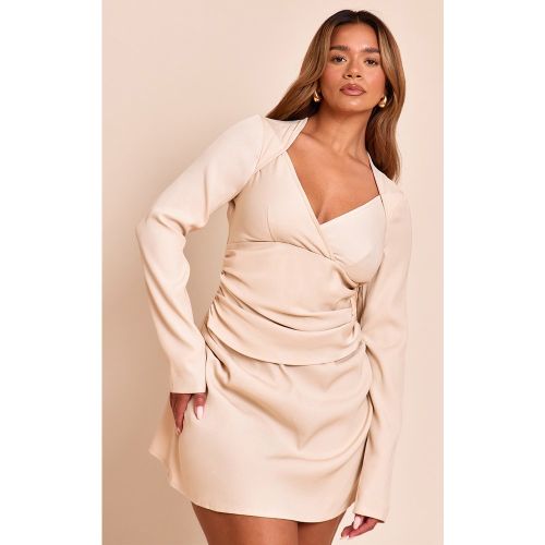 Shape Mini robe de tailleur fluide tissée froncée sur les côtés à col carré | Taille 34 - PrettyLittleThing - Modalova