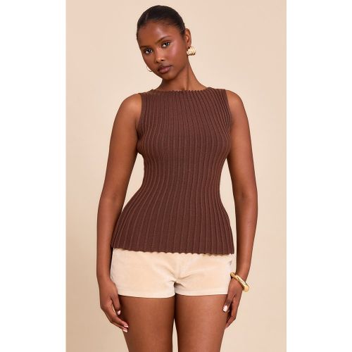 Top péplum en maille tricot à col bateau - PrettyLittleThing - Modalova