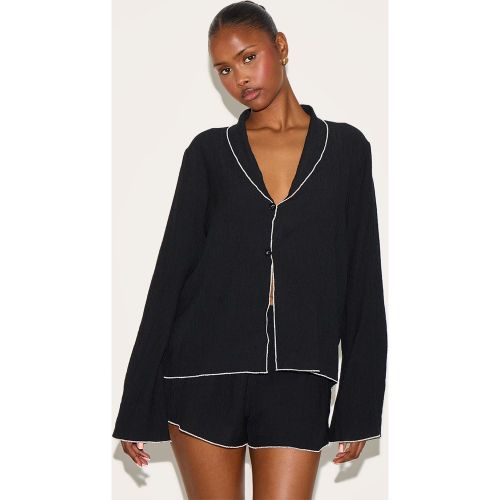 Short fluide en effet lin texturé à bordures contrastantes | Taille 34 - PrettyLittleThing - Modalova