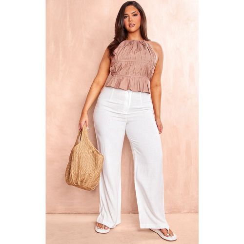 Plus pantalon large en effet lin - PrettyLittleThing - Modalova