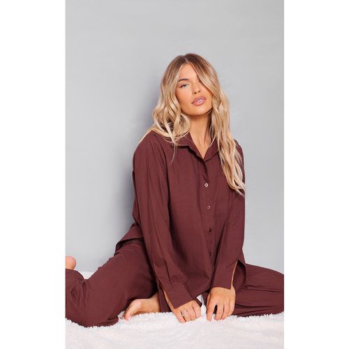 Chemise de pyjama à détail noeud au dos et manches longues - PrettyLittleThing - Modalova