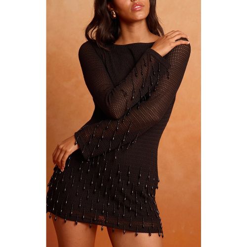 Mini robe texturée à manches longues et perles - PrettyLittleThing - Modalova