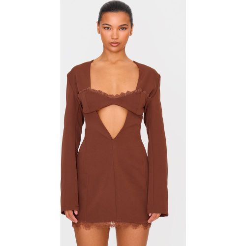 Robe blazer tissée à bordures en dentelle - PrettyLittleThing - Modalova