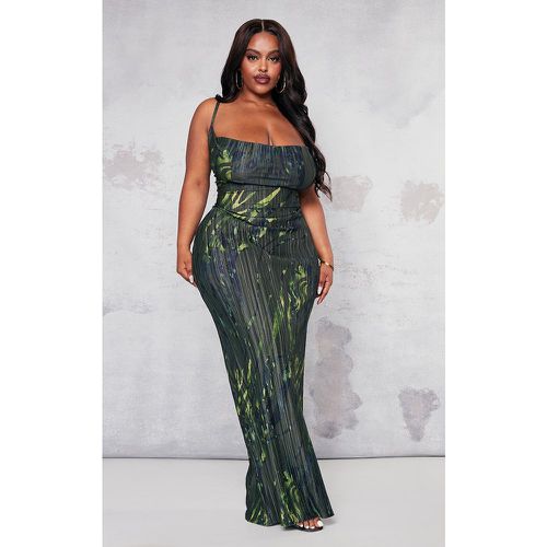 Plus Robe longue plissée imprimé zèbre à col bénitier - PrettyLittleThing - Modalova