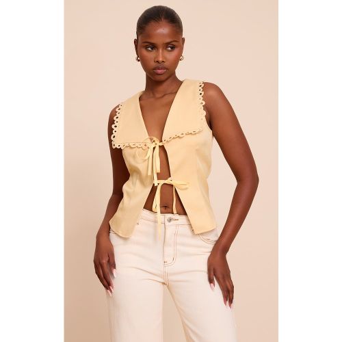 Blouse avec Détails de Garniture en Dentelle et Liens à Nouer - PrettyLittleThing - Modalova