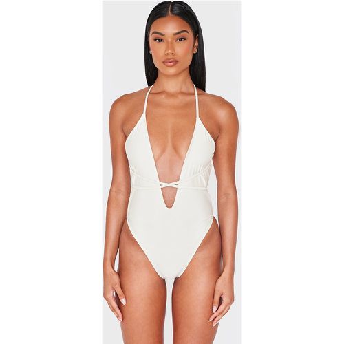 Maillot de bain échancré à dos nu et et détail noué - PrettyLittleThing - Modalova