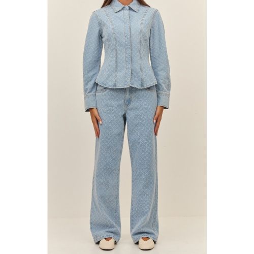 Jean droit bouclé à taille haute | Taille 38 - PrettyLittleThing - Modalova