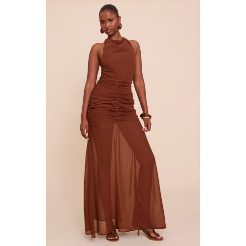 Robe longue en mousseline de soie très froncée - PrettyLittleThing - Modalova