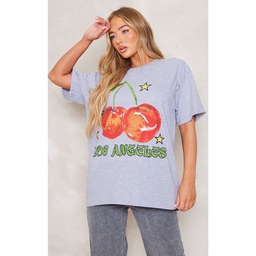T-shirt oversize à imprimé cerise et Los Angeles - PrettyLittleThing - Modalova