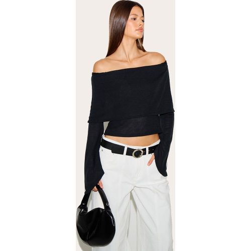 Top long texturé à col bardot replié et manches très évasées - PrettyLittleThing - Modalova