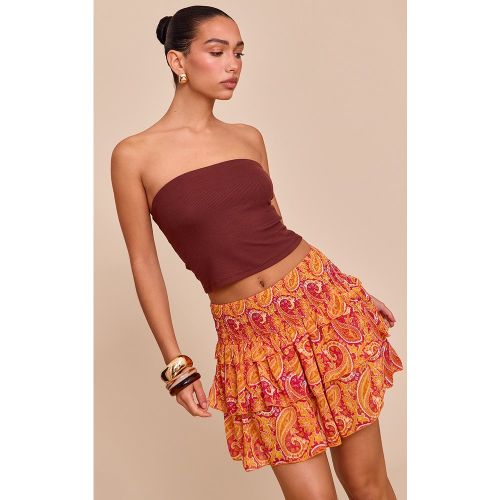 Mini-jupe en mousseline de soie imprimé à étages | Taille 34 - PrettyLittleThing - Modalova