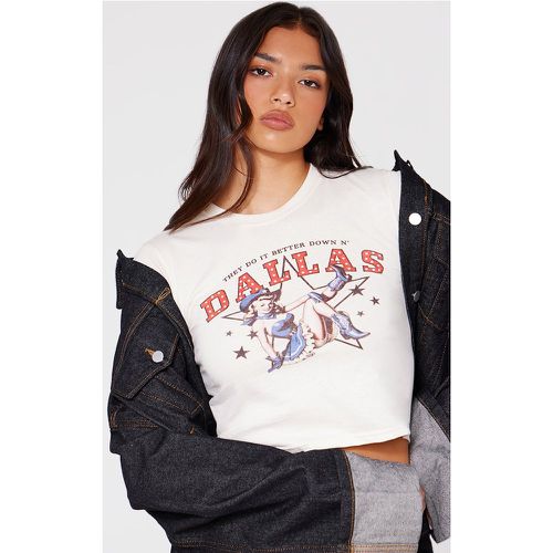 T-shirt ajusté imprimé cheerleader vintage et slogan "Dallas" - PrettyLittleThing - Modalova