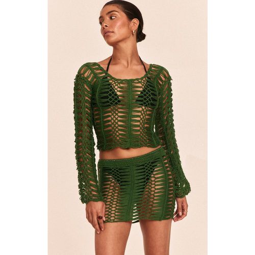 Haut court en maille tricot à manches longues | Taille Small - PrettyLittleThing - Modalova