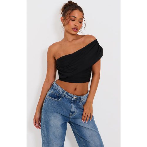 Petite Crop top en mesh froncé asymétrique - PrettyLittleThing - Modalova