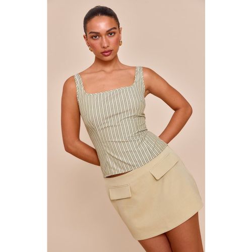 Top long à rayures et col carré - PrettyLittleThing - Modalova