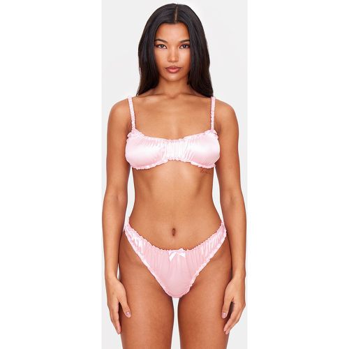 Ensemble de lingerie satiné volanté à fronces - PrettyLittleThing - Modalova