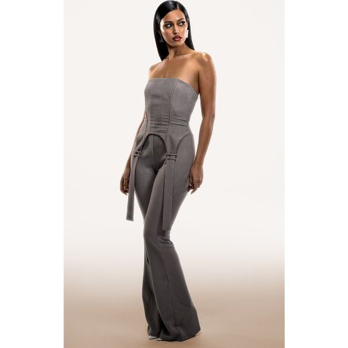 PLT Label Plus Combinaison gris clair à corset et détail bretelles - PrettyLittleThing - Modalova