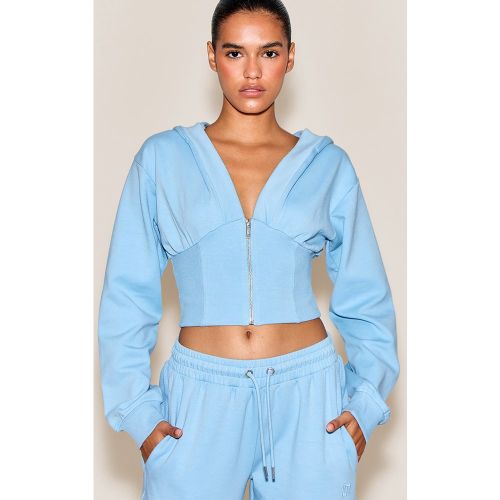 Hoodie doublé zippé à logo brodé et taille cintrée - PrettyLittleThing - Modalova