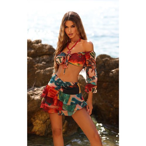 Top de plage long en mousseline de soie imprimé western à manches longues - PrettyLittleThing - Modalova