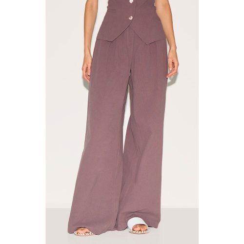Pantalon de tailleur large en effet lin plissé - PrettyLittleThing - Modalova