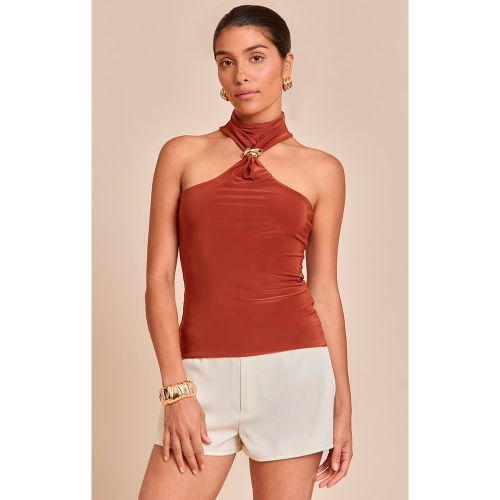 Petite Dos Nu Détail Bordure Long Court Top - PrettyLittleThing - Modalova