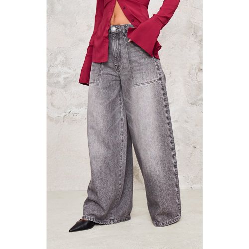 Jean large délavé gris à taille mi-haute - PrettyLittleThing - Modalova