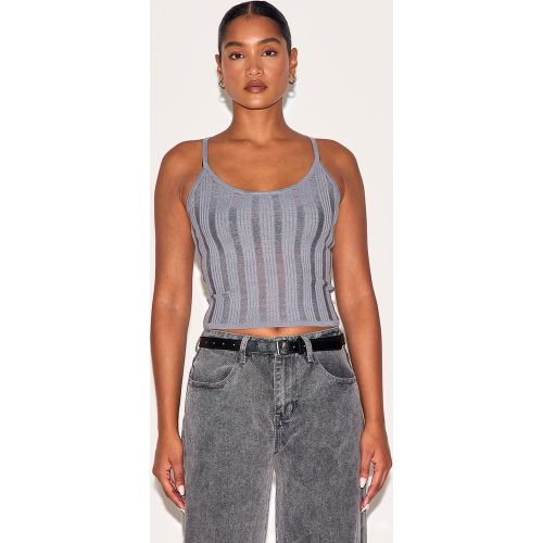 Débardeur en maille tricot ajourée | Taille XS - PrettyLittleThing - Modalova