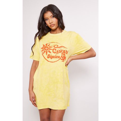 Robe t-shirt effet javélisé à slogan imprimé Cancun - PrettyLittleThing - Modalova