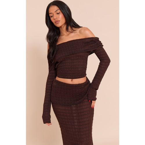 Tall Top en maille tricot texturée à col bardot - PrettyLittleThing - Modalova