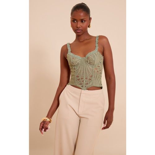 À fines bretelles texturé transparent en dentelle florale Corset - PrettyLittleThing - Modalova