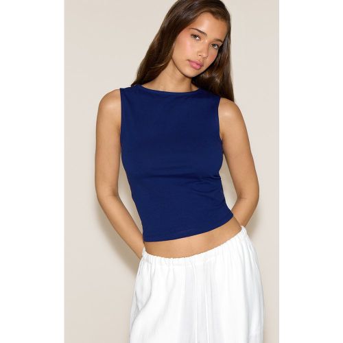 Top en coton doux indigo sans manches à col bateau - PrettyLittleThing - Modalova