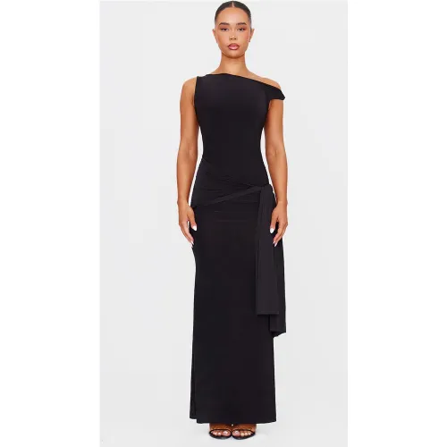 Robe longue moulante à épaule dénudée et détail drapé - PrettyLittleThing - Modalova