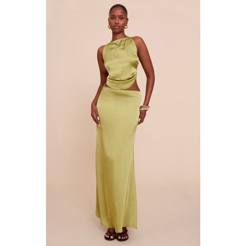 Jupe fluide longue satinée | Taille 38 - PrettyLittleThing - Modalova