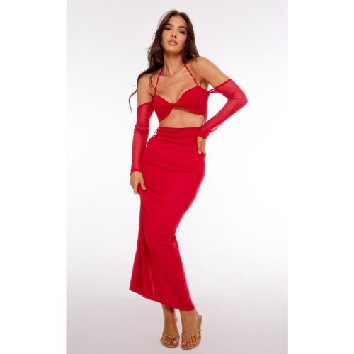 Robe longue en mesh à découpes et détail torsadé - PrettyLittleThing - Modalova