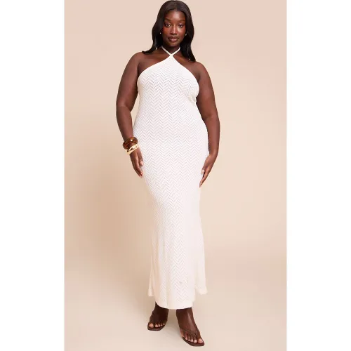 Plus Robe longue texturée à dos nu noué - PrettyLittleThing - Modalova