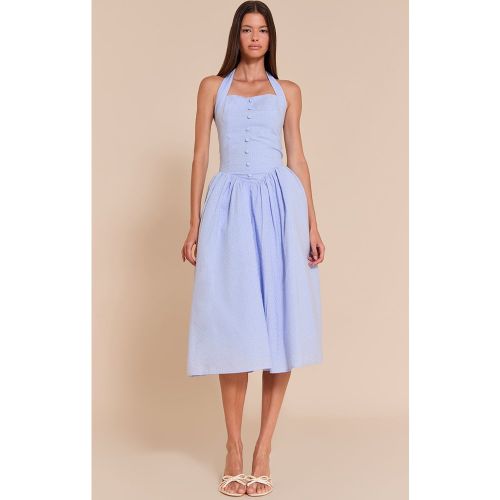 Robe mi-longue en coton brodé à dos nu - PrettyLittleThing - Modalova
