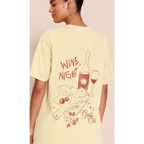 Citron Wine Night Graphique Oversize T-Chemise - PrettyLittleThing - Modalova
