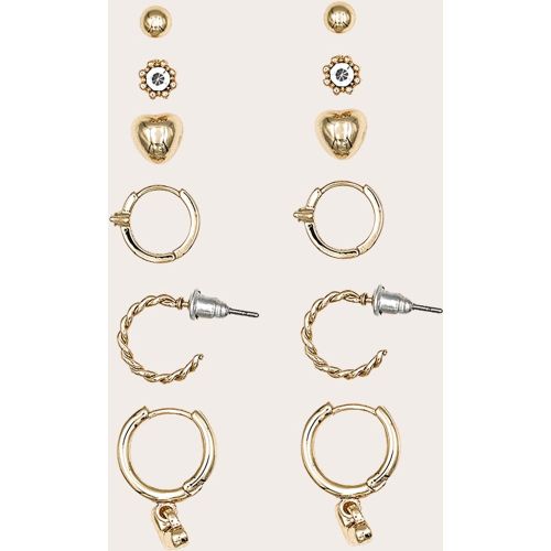 Lot de 6 paires de boucles d'oreilles à strass et coeurs - PrettyLittleThing - Modalova