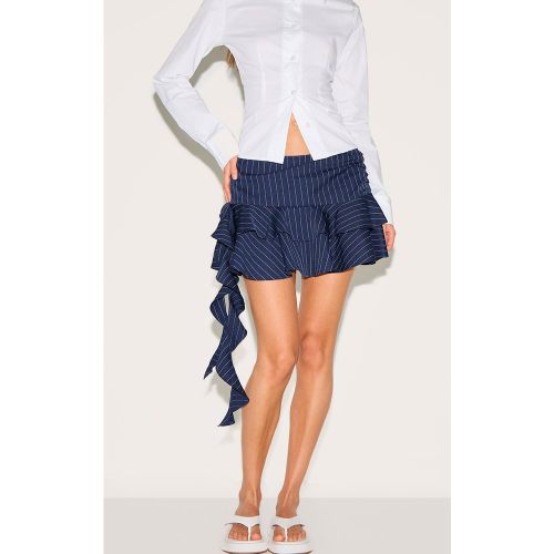 Mini-jupe finement rayée à taille basse et volant drapé - PrettyLittleThing - Modalova