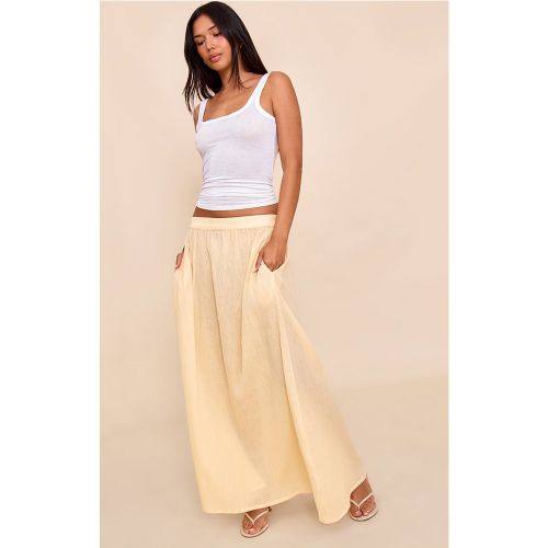 Jupe longue en coton d'étamine crème au beurre à taille élastique - PrettyLittleThing - Modalova
