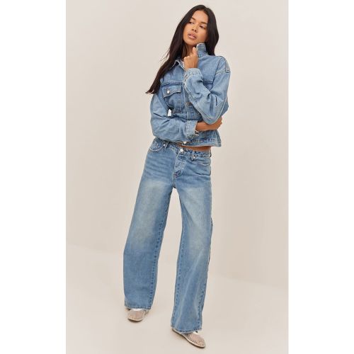 Jean droit à taille tombante | Taille 38 - PrettyLittleThing - Modalova