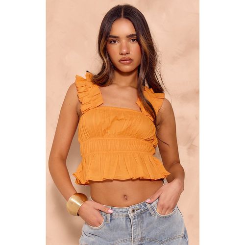 Crop top en popeline de coton froncé - PrettyLittleThing - Modalova