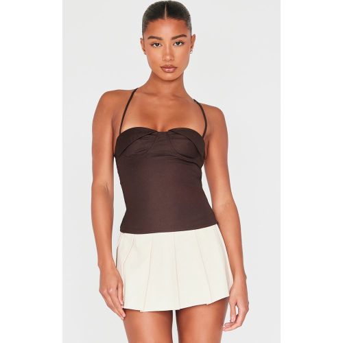 Top long tissé à bretelles croisées et détail sur le buste - PrettyLittleThing - Modalova
