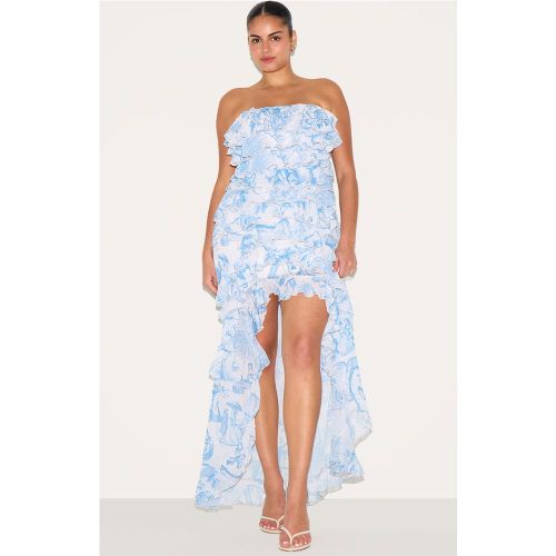 Plus Robe longue Bandeau à Volants Imprimée | Taille 48 - PrettyLittleThing - Modalova
