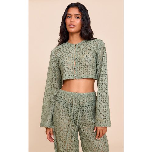 Crop top en dentelle à boutons - PrettyLittleThing - Modalova