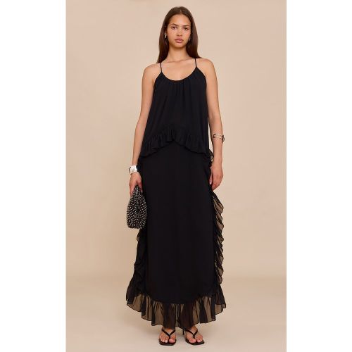 Robe longue en mousseline de soie à détail débardeur et volants - PrettyLittleThing - Modalova
